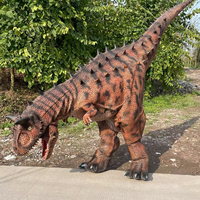 Costume de dinosaure Carnotaurus réaliste et personnalisable, avec structure métallique légère, pour intérieur/extérieur, jardin, maison, école, aire de jeux