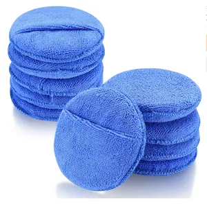 Màu xanh sợi nhỏ hình chữ nhật Applicator xe khô khăn cho bên ngoài tự động chi tiết sáp Applicator Pad bọt để làm sạch