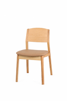 Chaise de salle à manger contemporaine en frêne nord-américain massif avec dossier incurvé pour cuisine et villa