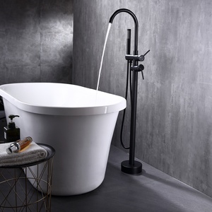 Robinet de baignoire sur pied en cuivre massif, style luxe léger, pour hôtel et usage domestique, avec douchette latérale <span class=keywords><strong>verticale</strong></span> cylindrique - Product Image 1