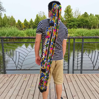 Sac de rangement portable pliable et épaissi pour cannes à pêche, en polyester coloré, double couche, imperméable