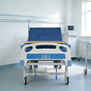 Lit d'hôpital manuel <span class=keywords><strong>en</strong></span> acier à manivelle unique, prix usine, avec dossier réglable et barrières latérales pliables pour examen du patient - Product Image 6