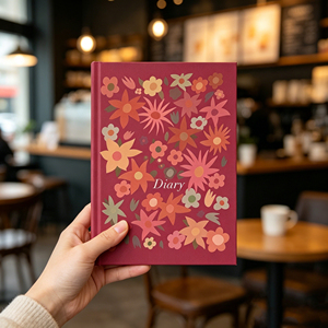 Diario con Diseño Floral, Tamaño A5, Cubierta de Papel, Encuadernación Cosida, Cuadernos con Estilo Impreso - Product Image 1