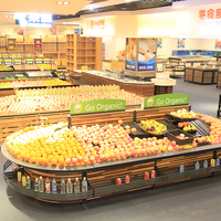 Table d'exposition de fruits et légumes frais commerciale double face moderne de supermarché en gros