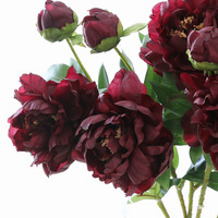 Arrangement floral artificiel de pivoines à 2 têtes, fait main, réaliste, longue durée, pour la décoration intérieure et les mariages