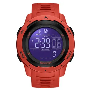 SANDA-reloj deportivo profesional para hombre, resistente al agua hasta 5atm, reloj despertador Digital con recordatorio de llamadas para teléfono iOS y Android, 2145