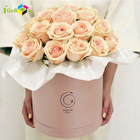 Vente flash - Boîte cadeau pour bouquet de fleurs en papier rigide rond écologique et recyclable avec impression de logo personnalisée
