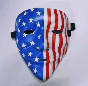 Baige หน้ากากครึ่งหน้าเรืองแสงฮาโลวีนสไตล์ธงชาติอเมริกันพร้อมรูปตัววีวัสดุ PVC สีดำสำหรับงานเลี้ยงคอสเพลย์ - Product Image 2