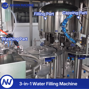 Máquina automática para llenar, tapar y enjuagar botellas a precio razonable, línea de producción de envasado y empaquetado de bebidas a pequeña escala - Product Image 3
