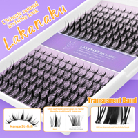 Lakanaku Diy Eyelashes Manga Style Lashes Invisible Bond Lash Fairy Cluster Lash Comic Makeup Sets and Kits Wispy Cluster Fans