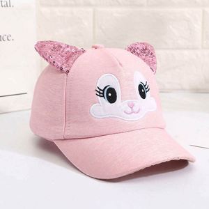 Wholesale Custom Embroidery 5 Panel Cute <b>pink</b> Baby Boys Girls Kids Baseball Cap With Ears - Product Image 4