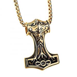 Stile Vintage Custom in metallo da uomo con martello vyking Amulet Mjolnir collane pendenti gioielli - Product Image 1