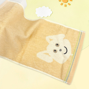 Serviette pour bébé en forme de chiot de dessin animé, 25x50 cm, en coton pur, absorbante, rectangulaire, jaune rose, pour usage domestique - Product Image 1