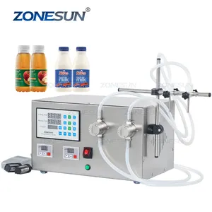 ZONESUN Double Head Magnetic Pump Beverage Perfume Water Juice Essential Oil Electric Digital Liquid Bottle Filling Machine