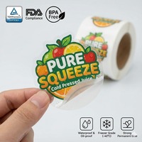 Etiquetas de PVC Transparentes, Resistentes al Agua y Duraderas para Jugos - Pegatinas para Bebidas Prensadas en Frío para Vino, Cerveza, Café y Bebidas Energéticas