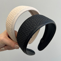2025 nouveau bandeau en cuir Pu Ins Style bandeau de mode tissé rétro, accessoire de cheveux à bord large