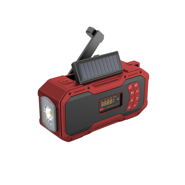Solar-powered Hand-crank Bt Multi-functional Disaster-resistant Flashlight for Outdoor Camping, Emergency Charging and Radio Use