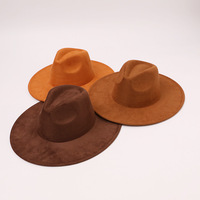 Chapeau de cowboy vintage unisexe style jazz à large bord et calotte plissée en feutre polyester pour l'hiver, les voyages en extérieur et les occasions décontractées pour adultes