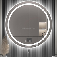 Miroir de salle de bain rond intelligent à LED sans cadre anti-buée avec capteur tactile