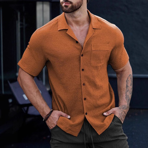 Haut cardigan de sport décontracté pour hommes pour Amazon transfrontalier pour Temu pour <span class=keywords><strong>Shein</strong></span> <span class=keywords><strong>chemise</strong></span> à manches courtes haut tricoté teint uni pour l'été - Product Image 4