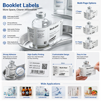 Étiquette personnalisée multicouche pour livret d'informations, étiquette ECL (Expanded Content Label) pour flacon de pilules pharmaceutiques, directement de l'usine