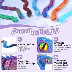 Juguete Antiestrés Realista en Forma de Serpiente Congelada de PLA con Dientes, Ejercicio de Mano Anti-Fatiga para Niños, para Largas Jornadas de Trabajo y Descanso Estudio - Product Image 2