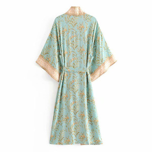 New Flower Printed <strong>Kimono</strong> Rayon Bikini Cover up Women <strong>Beach</strong> <strong>Kimono</strong> - Product Image 2