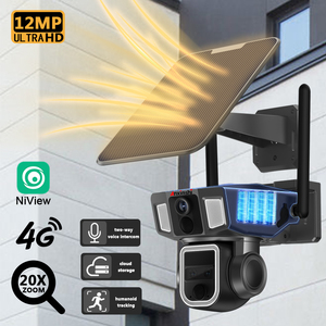 12MP ba ống kính năng lượng mặt trời lũ ánh sáng với CCTV Camera Báo động liên kết CCTV 4 gam và Wifi hỗ trợ năng lượng mặt trời PTZ camera với ánh sáng đường phố - Product Image 2
