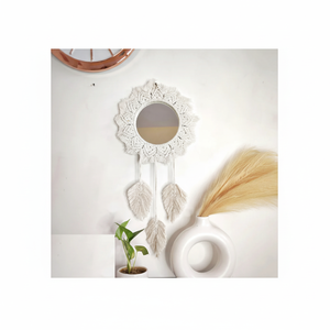 Fresh Coming Macramé Miroir Mural À La Mode Looks Finition Naturelle Décoration De Noël Fantastique Couleur Accessoires Pour La Maison - Product Image 1