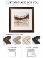 Tableau décoratif en toile imprimée UV avec texture de grès de luxe et motif vague océanique, avec cadre en PS, pour maison de plage