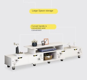 Ensemble meuble <span class=keywords><strong>TV</strong></span> et table basse FYZK style nordique moderne avec plateau en pierre, panneau en bois réglable, mobilier de salon pour téléviseur 65+ pouces, utilisation chambre à coucher - Product Image 3