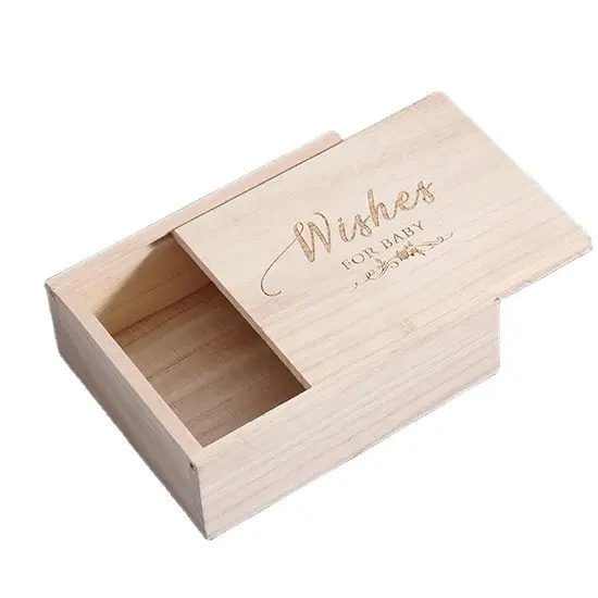 Оптовая продажа, более дешевая сосновая деревянная раздвижная коробка с крышкой, подарочная упаковочная коробка из древесины