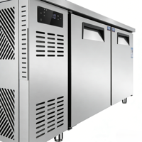 Table de préparation commerciale en acier inoxydable avec congélateur, refroidissement par air, contrôle numérique sans givre, 2 portes, pour cuisine de restaurant