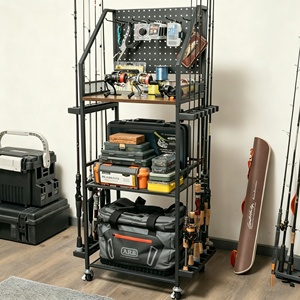 Boîte de rangement multi-niveaux pour matériel de pêche, étagère multifonctionnelle pour cannes à pêche, chariot de rangement pour moulinets, accessoires de pêche - Product Image 1