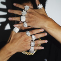 Usine personnalisée Moissanite diamant Hip Hop bague étoile luxe bijoux fins 925 argent VVS glacé lettre Logo Lion bague hommes