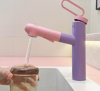 Robinet de lavabo moderne en laiton à montage sur comptoir avec douchette extractible pour salle de bain d'hôtel