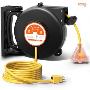 Linsheng 16awg 45ft chúng tôi loại điện Cord Reel Wall Mount có thể thu vào mở rộng dây Reel với tùy chọn ổ cắm - Product Image 1
