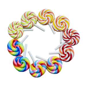 CHENXI 100 piezas 14 colores Dijes de plástico en espiral con forma de piruleta de 4 cm, hechos a mano, para decoración DIY infantil, colgantes para fundas de teléfono y joyería - Product Image 1