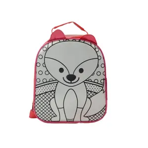 DIY着色动物书包和背包用DIY着色袋动物学校狐狸书包用绘画玩具图托