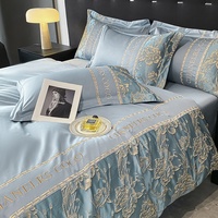 Parure de lit de luxe en jacquard, coton et soie, tissée avec broderie florale en relief, pour la maison