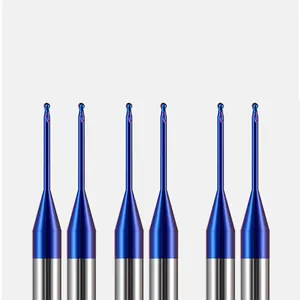 Brocas de enrutador de metal CNC personalizadas, fresa de ranura profunda hrc65, fresa de punta de bola de micro diámetro, 2 flautas para acero