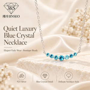 Collier de luxe moderne JINSEO en argent sterling 925 avec cristal bleu, idéal pour les projets de vente en gros - Product Image 1