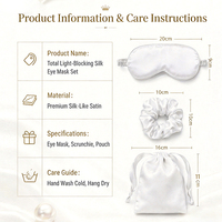 Ensemble de masques de sommeil de luxe personnalisés en soie d'imitation pour hôtel, avec masque pour les yeux, chouchou et sacs, idéal pour les cadeaux promotionnels d'hôtels et de compagnies aériennes