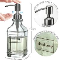 Distributeur de savon vide en verre de 12 oz au design antique avec pompe en acier inoxydable, rechargeable, pour cuisine et salle de bain, vente en gros