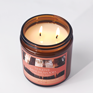 Bougie parfumée en verre <span class=keywords><strong>à</strong></span> visser de style luxueux couleur ambre avec <span class=keywords><strong>bouchon</strong></span> noir et logo personnalisé - Product Image 4