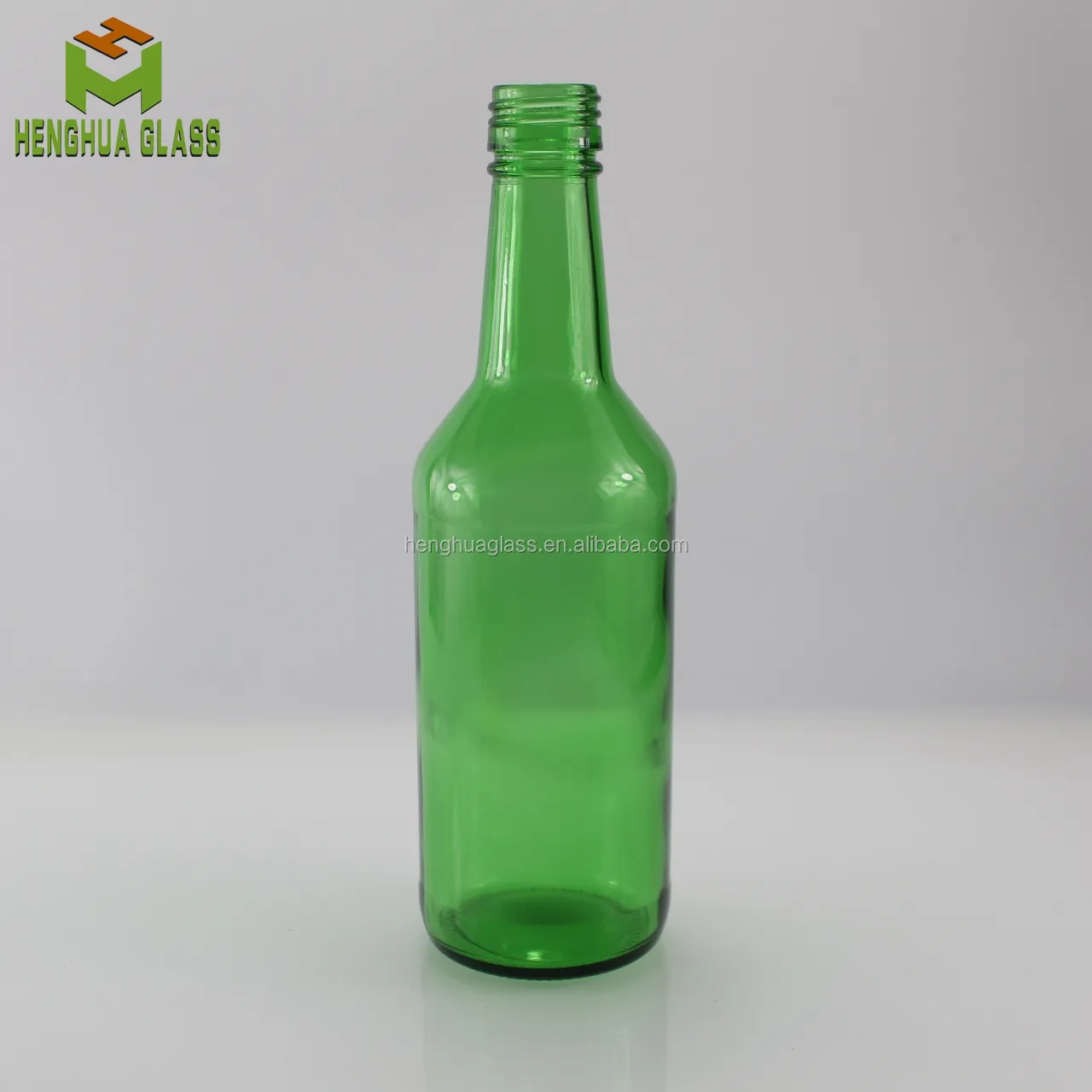 Verre soju rond vide avec couvercle à vis, bouteille de 360ml en verre vert coréen, sucrier 12oz