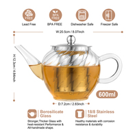 Théière en verre transparent résistant à la chaleur de haute qualité avec infuseur, offre spéciale, 550 ml, ensemble bouilloire et théière