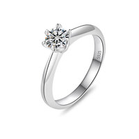 Bague en Moissanite en Argent Sterling Plaqué Platine S925, Sertissage à Six Griffes, Bijoux de Niche Haut de Gamme, Vente en Gros, Cadeaux