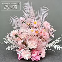 Vente en gros de centre de table personnalisé en fleurs artificielles orange crème, arrangement de table pour mariage, fête, événement, décoration de table