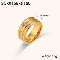 Minimalisti scher 18 Karat Gold PVD-beschichteter wasserdichter Edelstahl Drei schicht iger Zirkon-breiter Ring für Frauen